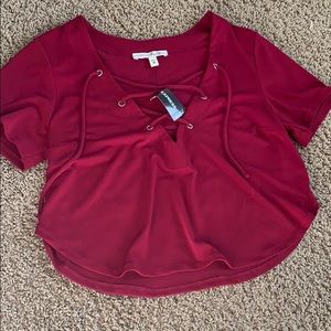 red/maroon crop top
